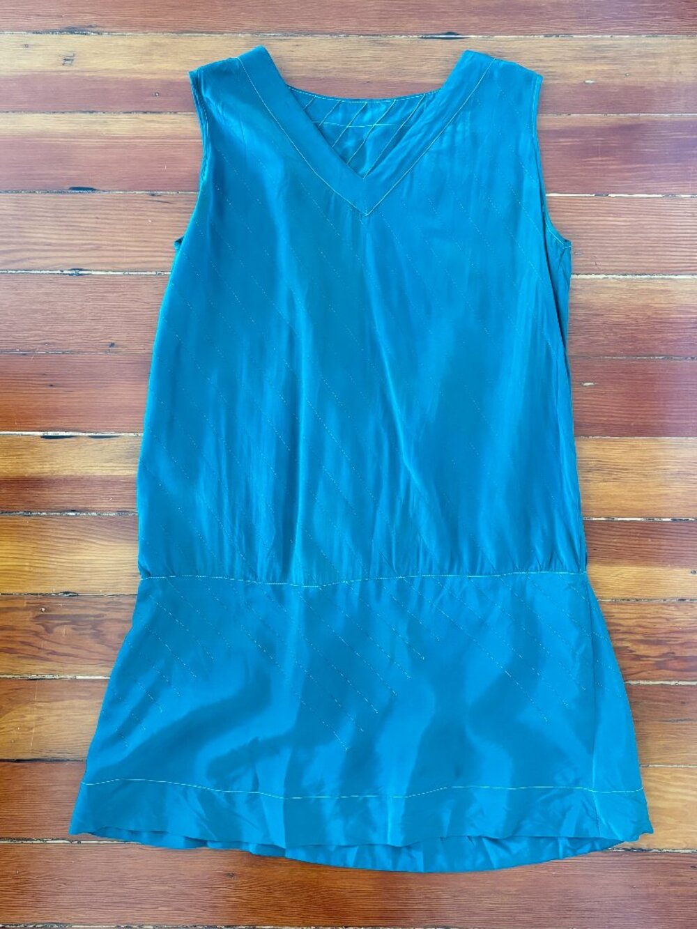 Vintage Flapper Silky Drop Waist Mini Dress Hand Sewn